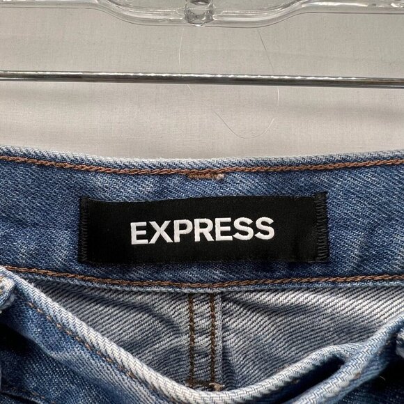 Express Jeans Womens Size 2 Dad Jean High Rise Distressed Cropped Denim Blue - Picture 7 of 10